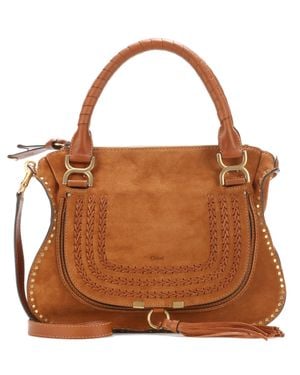 Chloé Tote Marcie aus Veloursleder - Braun