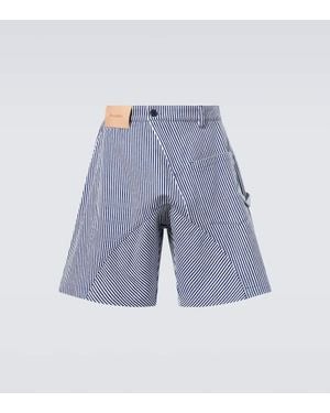 JW Anderson Striped Cotton Shorts - Blue