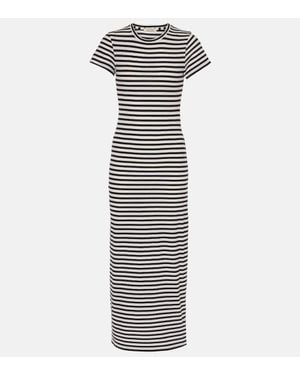 Nili Lotan Striped Cotton Jersey Maxi Dress - White