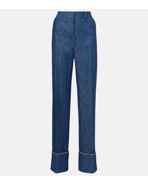 Valentino Chambray Straight Trousers - Blue