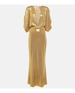 Norma Kamali Obie Metallic Jersey Maxi Dress