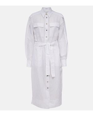 Brunello Cucinelli Striped Shirt Dress - White