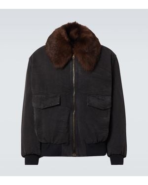 Prada Canvas Blouson Fake Fur Neck - Black
