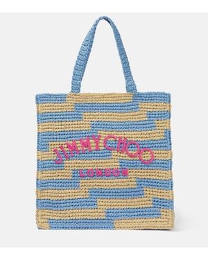 Jimmy Choo Sac Cabas À Logo Brodé - Bleu