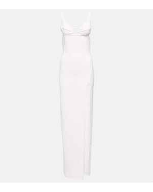 Nensi Dojaka Bridal Cutout Crepe Gown - White