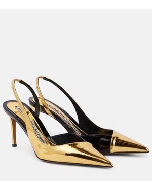 Alexandre Vauthier Metallic Faux Leather Slingback Court Shoes