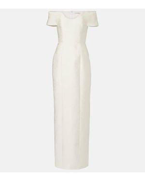 Emilia Wickstead Robe Longue Aislinn En Cloque Crayon A Fleurs - Blanc