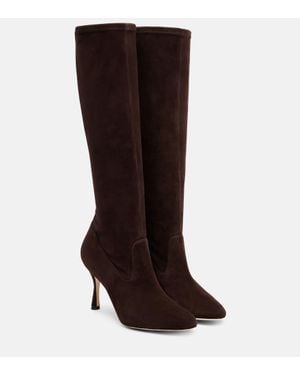 Manolo Blahnik Myconia Suede Knee-High Boots - Brown
