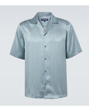 Frescobol Carioca Camisa Bowling Roberto De Seda Estampada - Azul