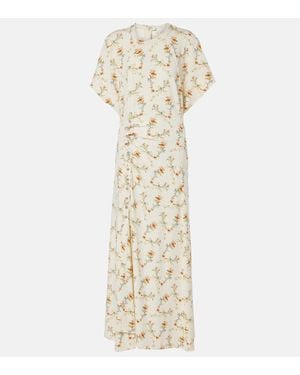 Rabanne Floral Gathered Midi Dress - Metallic