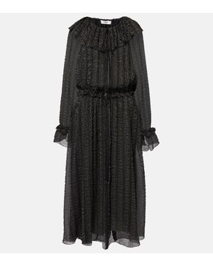 Chloé Ruffled Gathered Silk-blend Gown - Black