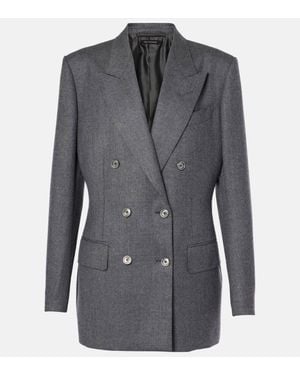 Tom Ford Double-Breasted Wool Blazer - Grey