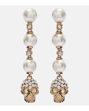 McQueen Pendientes Largos Con Cristales - Blanco