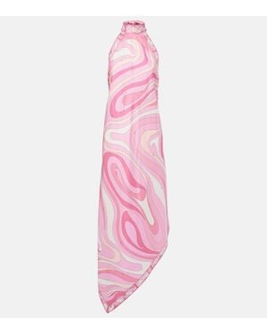 Emilio Pucci Marmo Asymmetric Silk Maxi Dress - Pink