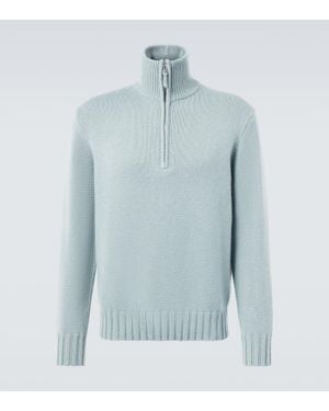 Allude Cashmere Half-Zip Sweater - Blue