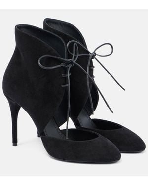 Alaïa 90 Suede Lace-Up Pumps - Black