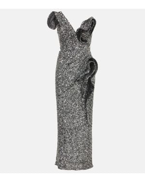 Maticevski Spellbind Embellished Strapless Gown - Grey