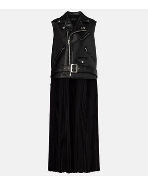 Junya Watanabe Maxikleid Aus Lederimitat Und Jersey - Schwarz