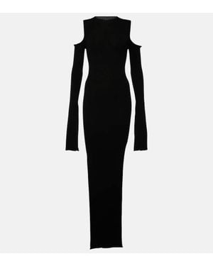Rick Owens Ribbed Cold-shoulder Dress - Women's - Virgin Wool - Black