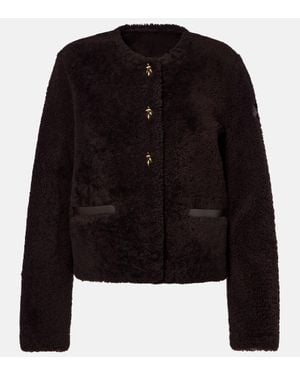 Moncler Cropped Leather-Trimmed Down Jacket - Black