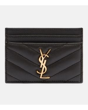 Saint Laurent Tarjetero Cassandre De Piel Matelasse - Negro