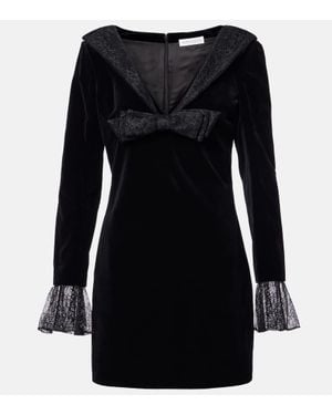 Nina Ricci Lace-Trimmed Cotton Velvet Minidress - Black