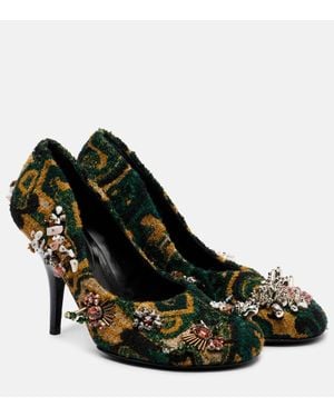 Dries Van Noten Verzierte Pumps Aus Jacquard - Schwarz