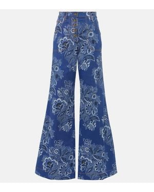 Etro Floral High-Rise Flared Jeans - Blue