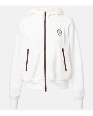 Brunello Cucinelli Cotton-Blend Pique Hoodie - White