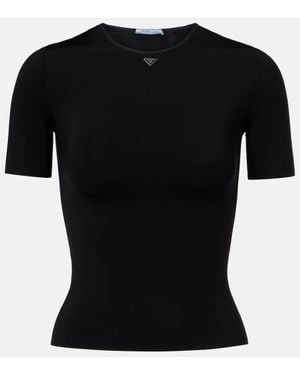 Prada Top Aus Jersey - Schwarz
