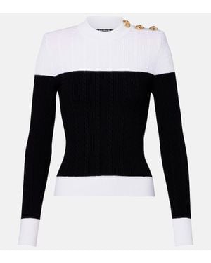 Balmain Jersey De Punto Trenzado - Negro