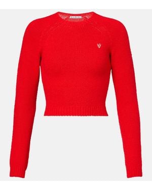 Acne Studios Cropped Ribbed-Knit Cotton-Blend Jumper - Red