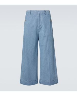 Valentino Jeans Cropped A Gamba Larga - Blu