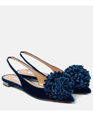 Aquazzura Slingback-Ballerinas Couturier aus Samt - Blau