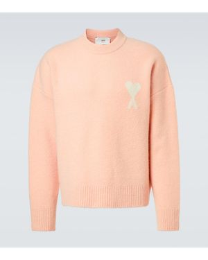 Ami Paris Ami De Cour Alpaca And Wool-Blend Sweater - Pink