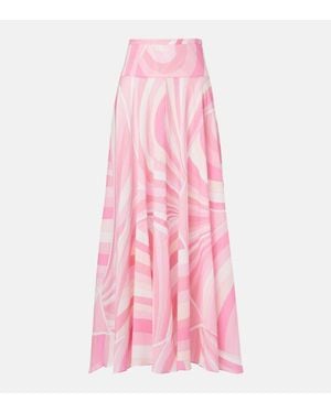 Emilio Pucci Iride High-Rise Cotton Maxi Skirt - Pink