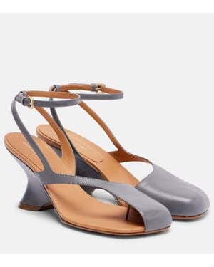 Dries Van Noten 75 Leather Wedge Sandals - Metallic