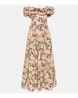 Agua Bendita Espliego Floral Cotton Maxi Dress - Metallic