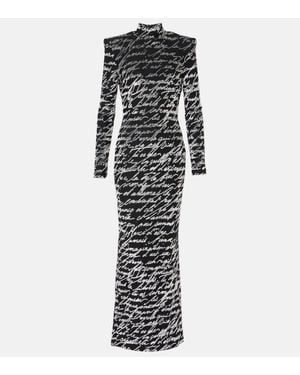 Balmain Ls Bodycon Love Letter Long Dress - Black