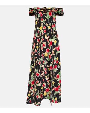 RIXO London Midikleid Freya Aus Seide - Mehrfarbig