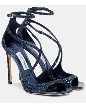 Jimmy Choo Azia 110 Glitter Sandals - Blue