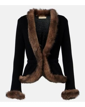 Valentino Chaqueta De Cachemir Con Borrego - Negro