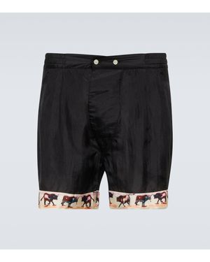 Bode Taureau Printed Silk Boxers - Black