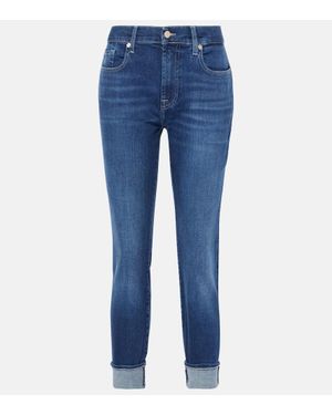 7 For All Mankind Mid-Rise Cropped Skinny Jeans - Blue