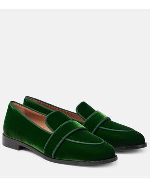 Aquazzura Martin Velvet Loafers - Green