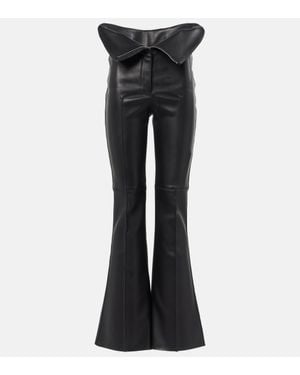 Alexander McQueen High-rise Leather Trousers - Black