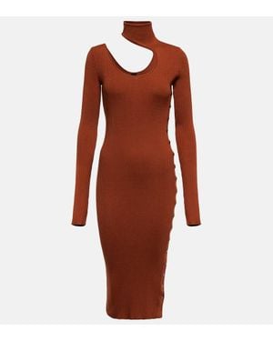 Petar Petrov Fineas Cutout Ribbed-Knit Silk Midi Dress - Red