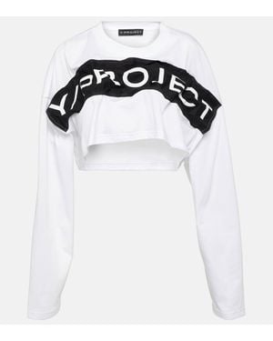 Y. Project Logo Cotton Jersey Crop Top - Black