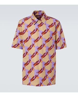 Gucci Printed Light Cotton Poplin Shirt - Red