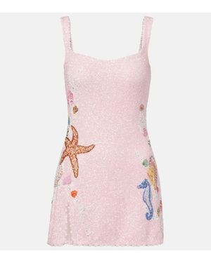 Clio Peppiatt Marina Embellished Minidress - Pink